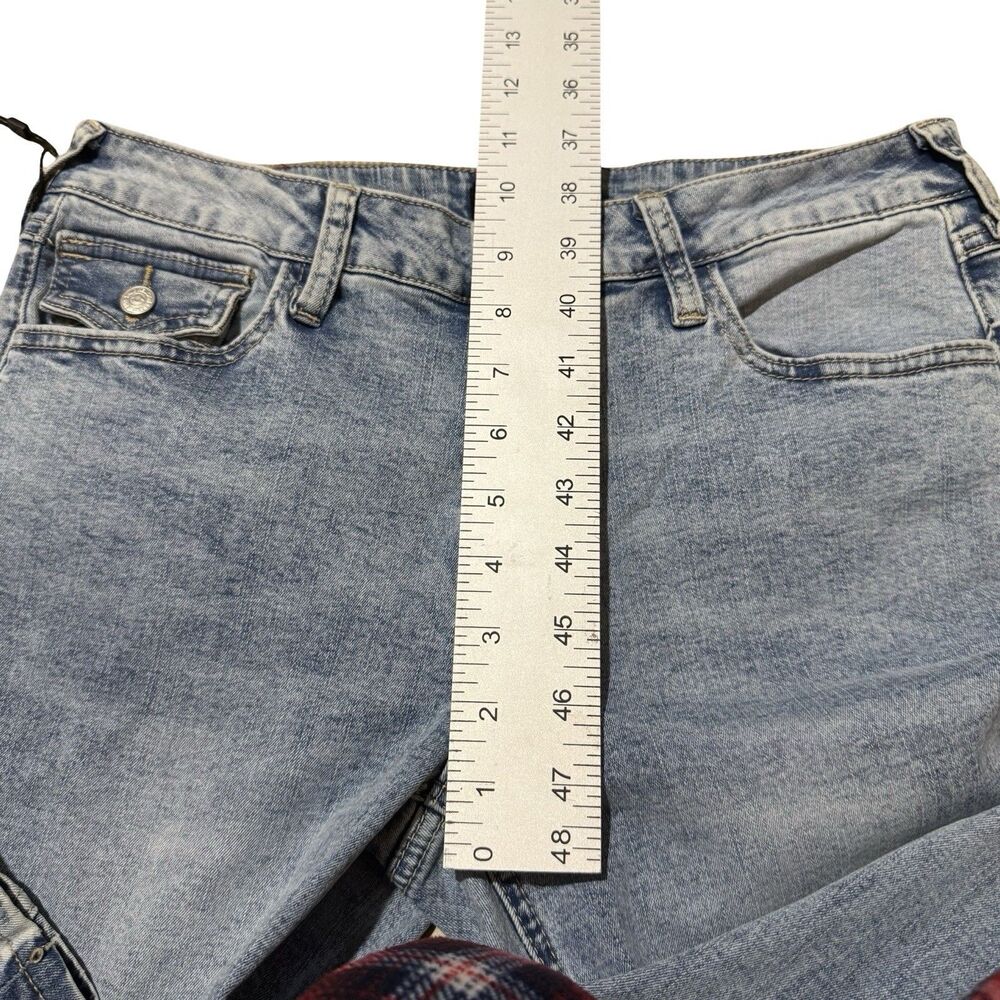 NWT True Religion Womens Joey Mid Rise SN Flap Flare Jean Size 29 Two Tone - Picture 11 of 16